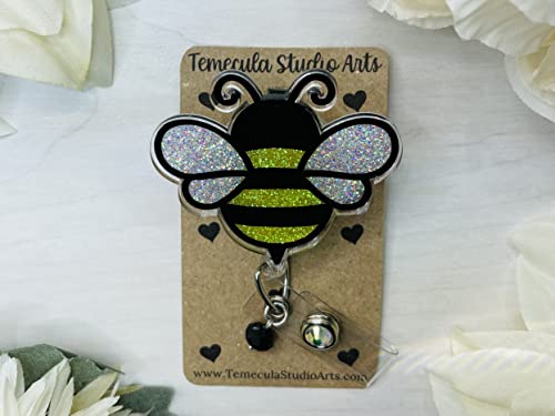 Acrylic Bee Badge Reel | Bee Lover Gift | | Funny Badge Reel | Bumble Bee Badge Reel | Nurse Gift | Teacher Gift | Bee Gift2