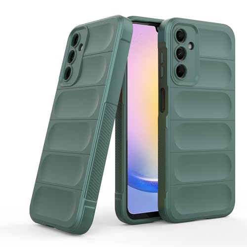 Image of amazon basics Mobile Cover for Samsung Galaxy A25 5G | Full Camera Protection | Liquid Silicon Case | Flexible Bumper Case for Samsung Galaxy A25 5G (Green)