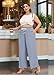 Lastshe Womens Plus Size Wide Leg Pants Summer High Waisted Adjustable Drawstring Loose Trousers Boho Beach Vacation Flowy Boho Slacks Pull On Linen Pants for Curvy Outfits,Dust Blue,4X