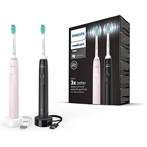 Cepillos dentales eléctricos Philips Sonicare 3100 con cabezales Defensa antiplaca Optimal C2 Cover