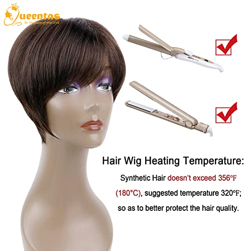 Image of Short Layered Synthetic Pixie Cut Wig for Women with Bangs ,Black Cherry