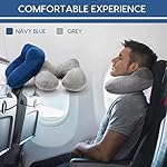 Inflatable Travel Pillow for Airplane Inflatable Neck Pillow for Traveling with Soft Velvet Washable Cover for Sleeping, Airplane,Train, Car, Office, Contoured Eye Masks, Earplugs - Image 3