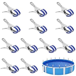 QWORK, lot de 12 pinces inox antidérapantes pour bâche de piscine