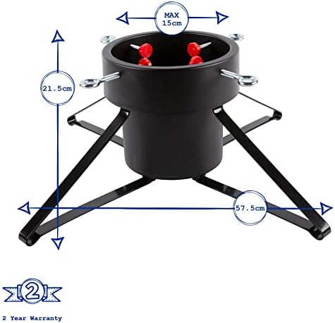 Harbour Housewares Black Christmas Tree Stand - Traditional Adjustable Metal Frame Plastic Holder Xmas Tree Stand With Water Holder
