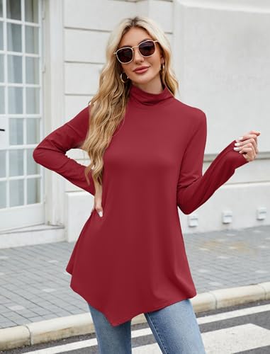 Image of JUSTFASHIONNOW Turtle Neck Shirts for Women Long Sleeve Fall Tunic Tops