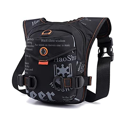 Waterproof Waist Fanny Pack Fashionable Shoulder Drop Leg Bag Crossbody bags Tactical Military Thigh Hip Outdoor Packs with Earphone Hole Travel Hiking Climbing Cycling for Men (black) Cover