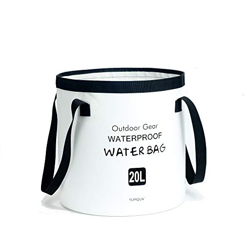YUMQUA Cubo Plegable 20L, Cubo Plegable portátil Contenedor de Agua Lavabo para Acampar Pesca Senderismo Viajes Supervivencia al Aire Libre Jardinería Lavado de Autos (Blanco) Cover