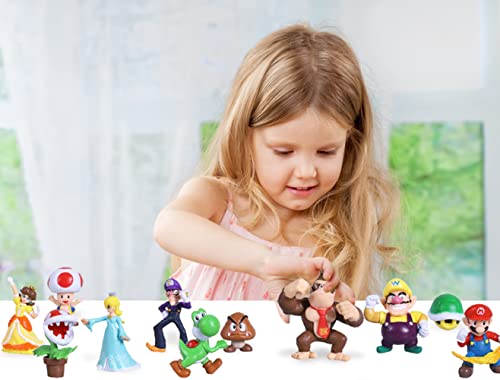 18Pcs Mario Characters,Super Mary Action Figures Mini Toys,Mario Toys Bros Princess, Turtle, Cake Decoration Party Supplies Gifts For Kids Fans #TOP4