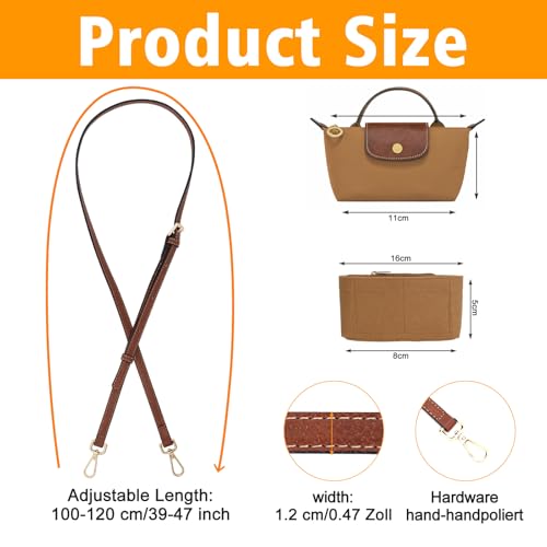 Image of 2Sets Shoulder Strap for Longchamp Bag Women, Purse Organizer, No-Punch Length Adjustable Leather Replacement Strap