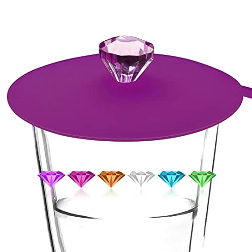 Food Grade Silicone, Iphox Creative Diamond Mug Cover [Set Of 6] Anti-Dust, Airtight Seal, Drink, Hot Cup Lids (Diamond) #TOP4