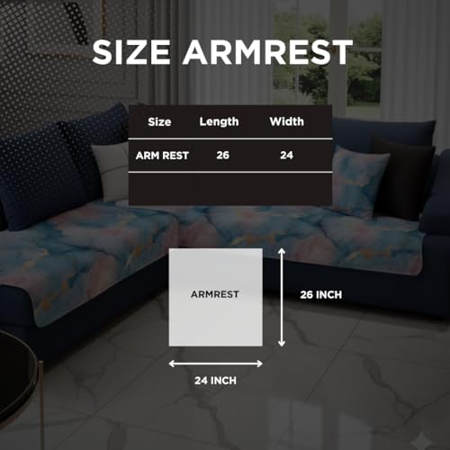 Image of Decorian Premium Soft Quilted Velvet Sofa Cover Mat, Sofa Seat Runner for Couch (Abstract Shapes, 2 Pcs Arm Rest)