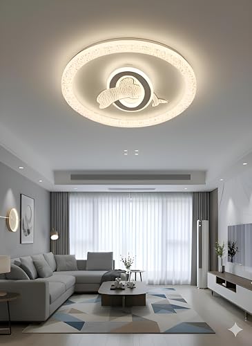 Image of FILLISKA Aluminium Luxurious 3 in 1 Led Ceiling /Wall Chandelier Light with 3 Step Colour Changing Function (White Round Dolphin-7915)(1 Year Warranty)