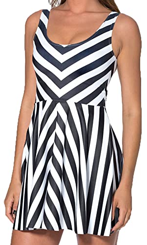 Image of Sister Amy Printed Elastic Sleeveless Shaping Breathable Camisole Skater Dress
