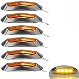 6x Feux de Gabarit Marqueur Position Latéral 12V Orange/Ambre avec Cadre Chromé Feu de Dégagement Côté Latéral pour Camion Remorque Machines Agricoles Fourgon Bus