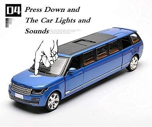 Image of New 1:32 Long Rang Rover Diecast Alloy Metal Pull Back Car with Openable Doors Music Sound and Light Vehicle Toy Car for Kids Boys (Blue)