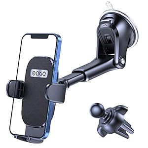 OQTIQ 3-in-1 Suction Cup Phone Holder for Windshield/Dashboard/Air Vent with Strong Sticky Gel Pad, Compatible with iPhone, Samsung & Other Cellphone