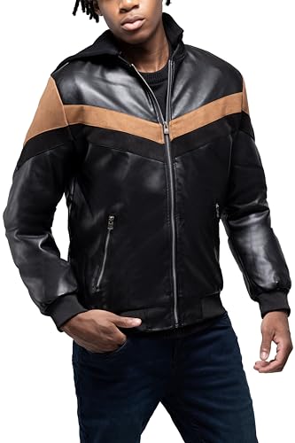 Image of X-Ray Men's Slim Fit Faux-Leather Moto Jacket with Removable Hood