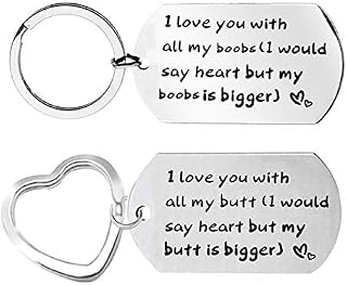 JK Home 2pcs Couples Gifts Key Chain Set - I Like His/Her Keyring Couples Keychains Set - Stainless Steel Funny Gifts for Husband Wife Boyfriend Girlfriend Keychain Lover Christmas Valentines Day