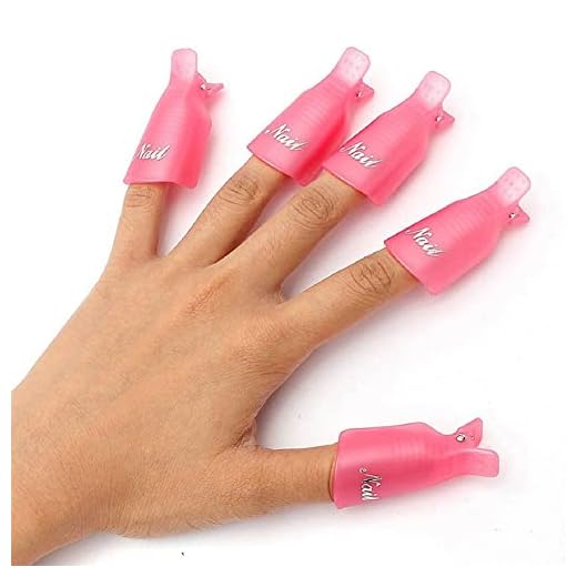 HiMo 10PC Plastic Acrylic Nail Art Soak Off Cap Clip UV Gel Polish Remover Wrap Tool (Pink)