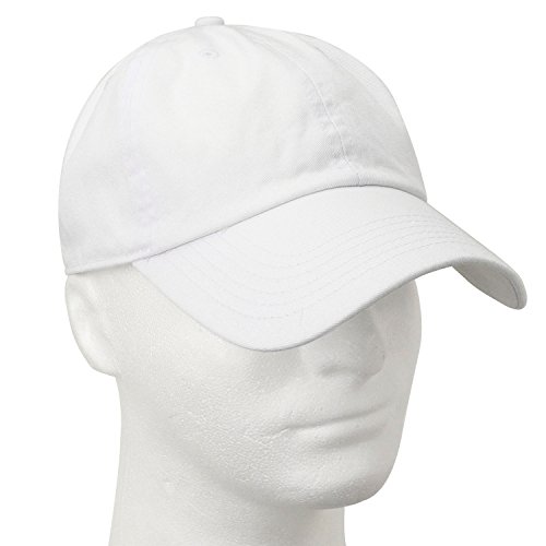 Falari Classic Baseball Cap Dad Hat 100% Cotton Soft Adjustable Size White #TOP1