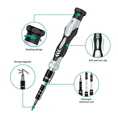 ORIA Precision Screwdriver Set, 132 in 1 Magnetic Repair Tool Kit with Case, Multi-function Manual Screwdriver Set with 108 Bits, Tweezers, Extension Rod, for Electronics, Watches, Glasses