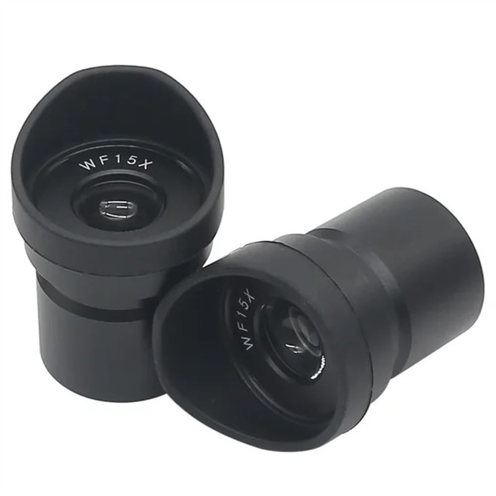 Microscope Lot de 2 oculaires for microscope stéréo WF5X WF10X WF15X WF20X, lentille optique à grand champ, diamètre de montage 30 mm ou 30,5 mm avec œilletons en caoutchouc(WF15X-30.5MM)