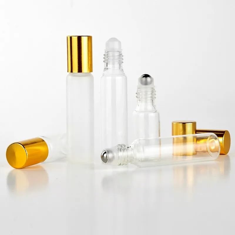 Roll On Flasche 5 Stück 10 ml nachfüllbare Parfümflaschen-Rollenflaschen for ätherische Öle, Fläschchen, leere Probenrolle