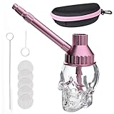Mini Hookah Set for Handheld Use Portable Shisha with Glass Bottle (Pink)