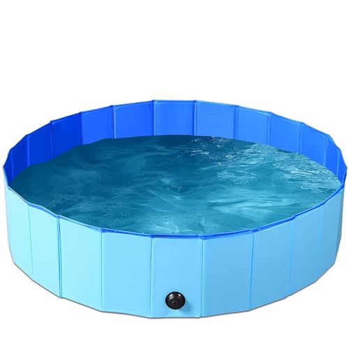 BPS Piscina Plegable para Mascotas Perros 80×20 cm Bañera Portátil de PVC Resistente con Drenaje Ideal para Mascotas BPS-15900
