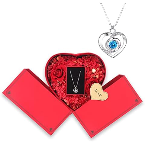 Geschenke für mama, Geschenke für Frauen Ewige Echte Rose mit Halskette Konservierte Rose Blumen Hochzeit Jahrestag Geburtstag Geschenk Cover