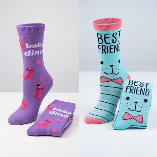 Image of Tipi Toe Women's Fun Patterned Dress Socks, 12-Pack Lightweight Colorful Crew Socks, Casual Novelty Assorted Designs