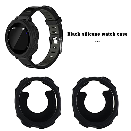 eMagTech 3x Silicone Watch Protective Cover Case Black Shockproof Smartwatch Cases Compatible with Garmin Forerunner 235 735xt - Image 2