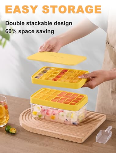 Bandeja para cubitos con tapa y contenedor, 54 piezas, amarilla miniatura 4