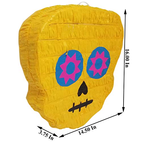 Traditional Day of the Dead Pinata | Sugar Skull “ Dia de Muertos “ Piñata | Mexican Calavera Decoration | Halloween Catrina Party Celebration | Cinco de Mayo Fiesta Supplies | Assorted Color