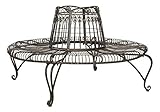 SAFAVIEH Outdoor - Ally Iron Tree Bench - Rustic Brown Iron Metal - Curved Scrollwork Garden Design - Ideal for Patio, Deck, Porch, Garden, 17.5" Seat Height (PAT5019A)