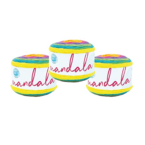 Image of Lion Brand Yarn, Mandala DK Lightweight Yarn for Knitting, Crochet, and Crafts, Gnome, 3 Pack, Self-Striping Acrylic Fiber for Baby Blankets, Multicolor Shawls and Variegated Cardigans