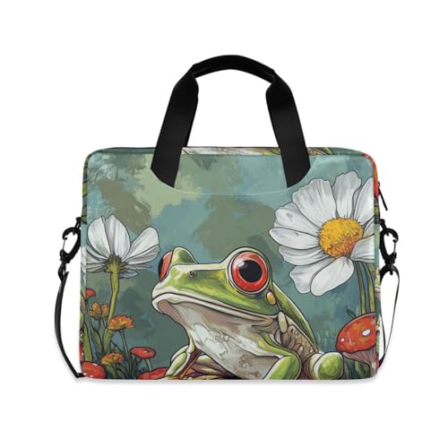 Sacoche informatique 15,6" grenouille et champignon pour le bureau et la fac