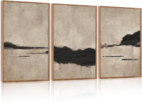 Aryroi Abstract Black & Tan Canvas – Vintage Minimalist Wall Art