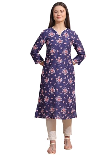Image of W for Woman Pink Bold Geometric Printed Pure Cotton Straight Kurta