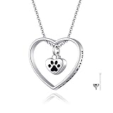 JXJL Memorial Heart Cremation Urn Necklace for Ashes Keepsake S925 Sterling Silver Eternity Circle Pendant Necklace of Pets Cats Dogs Cremation Ashes