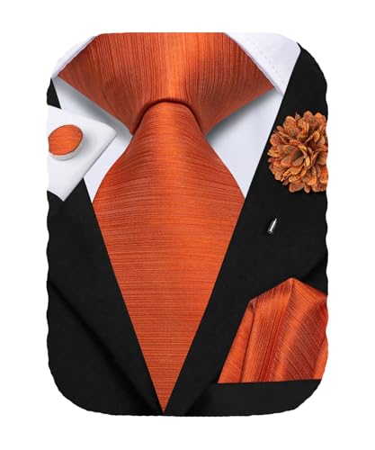 Image of Hi-Tie Men's Silk Ties Formal Woven Classic Necktie Pocket Square Cufflinks Lapel Pin Set Wedding Business
