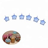 Silikondeckel, Silikon Stretch Deckel, Frischhaltedeckel, hält Lebensmittel frisch, dauerhaft & wiederverwendbar, 6 Stück in gleiche Größen (6,5cm/2,5in)