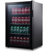 Commercial Cool Beverage Cooler, 4.4 Cu. Ft. Capacity, Drink Fridge with 3 Adjustable Shelves & T...