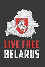Live Free Belarus: Belarus Country White Map Red Pogonya Gerb Lined Graph Paper Notebook