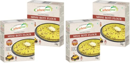Image of Wheafree Missi Roti Gluten Free Flour (Pack of 4 x 1Kg each) | Soya Free | Lactose Free | Diabetic Friendly | Spiced with Indian Seeds and Herbs | Rich in Protein, Vitamins, Minerals and Micronutrients