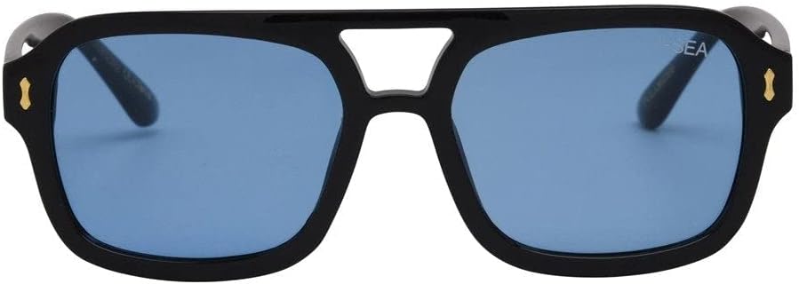 I-SEA Women's Royal Polarized Sunglasses - Retro Aviator Sunglasses for Women, Trendy Sunglasses with Scratch-Resistant Lenses & Polycarbonate Frame - Black Frame, Blue Polarized Lens