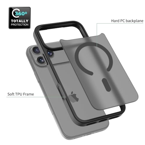 Coque iPhone 14 Pro transparente rigide silicone magnétique rose
