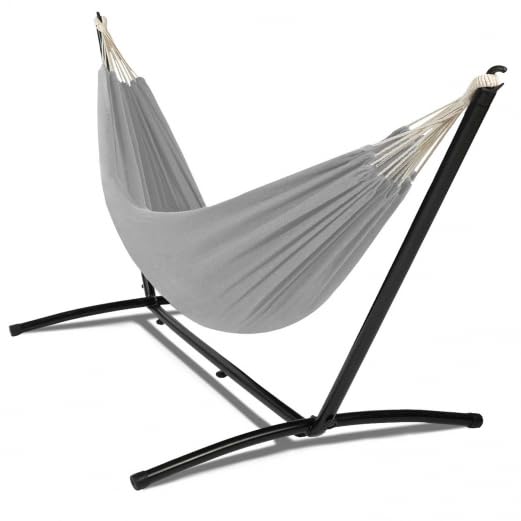 IDMarket - Hamaca con soporte de metal y lienzo, color gris claro