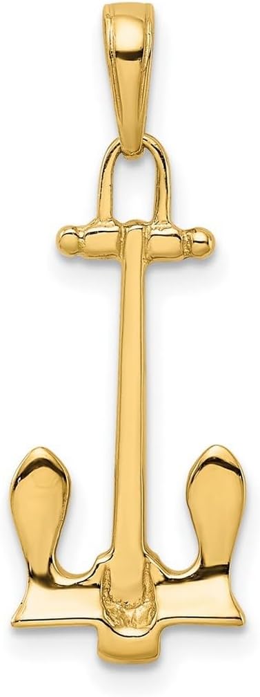 JewelryWeb 14k Yellow Gold Solid Polished Navy Nautical Ship Mariner Anchor Pendant Necklace 27x11mm Wide Pendant for Women - Image 4