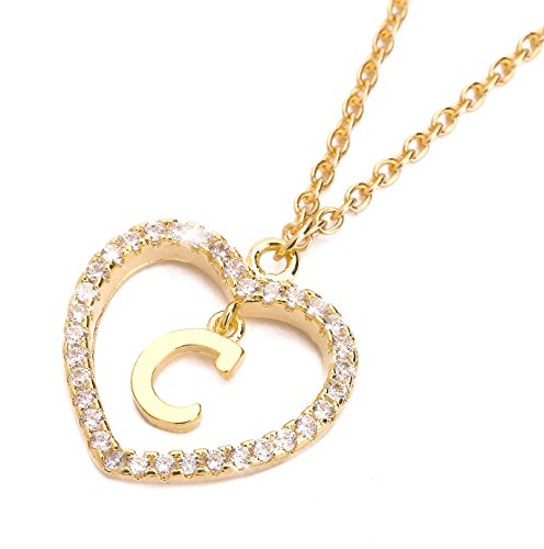 Wishoney Letter Pendant Necklace A-Z Name Necklace Initial Necklace Women Jewelry Message Card